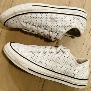 Converse White Perforated Low-Top Sneakers with Star Accent Chuck Taylor